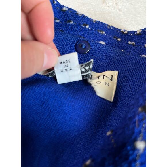 St. John Collection By Marie Gray Royal Blue Tweed Knit Blazer Jacket Structured - Picture 5 of 8